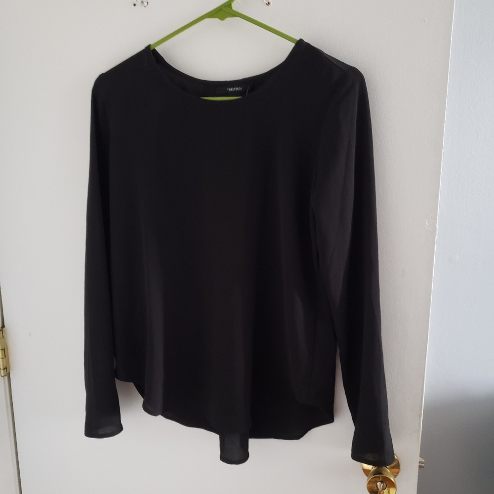 NWT black top with cute lace up back size S